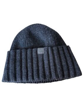 BENCH Dark Grey/Black Merino Wool Toque Ribbed Soft Beanie